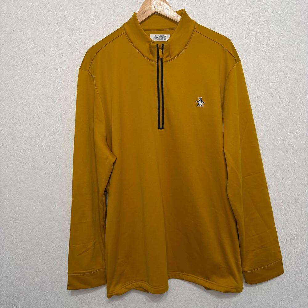 Original Penguin Munsingwear Mens XXL Quarter Zip Pullover Mustard Yellow Gold